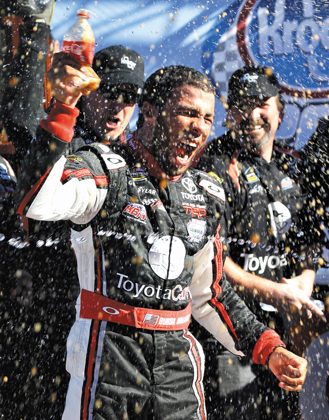 Wallace celebrates his victory at Martinsville | AP photo