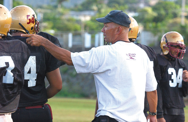 Castle High football coach Nelson Maeda. File photo by Nathalie Walker, nwalker@midweek.com.