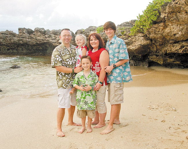Beach Day for the Jordans (from left) Chris, Sophia, Rebecca, Michael-Logan and Jaxson (front) | Photo courtesy Jordan family