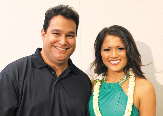 Miss Hawaii Organization executive director Ryan Brown with Miss Hawaii 2013 Crystal Lee.