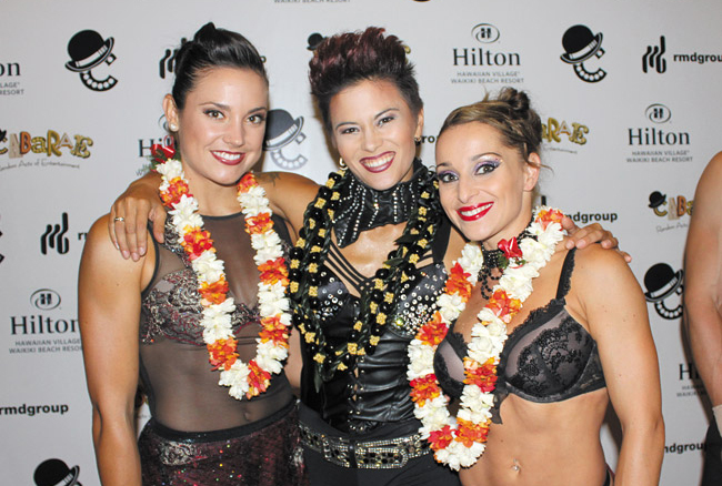 Trapeze artist Genevieve Landry, hand balancer Melanie Chy and Lu-divine Furnon of Duo Maintenant. Read Rasa Fournier's review of CabaRAE on page. 61.