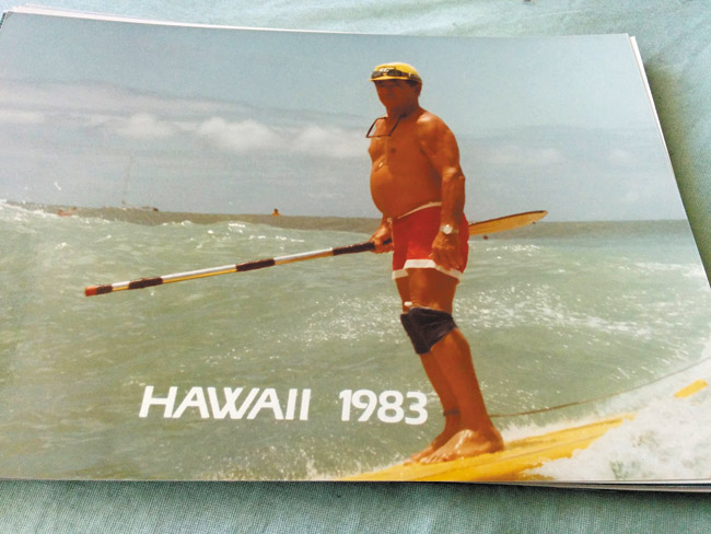 It's believed Pops Ah Choy invented stand-up paddling. PHOTO COURTESY MIKE AH CHOY