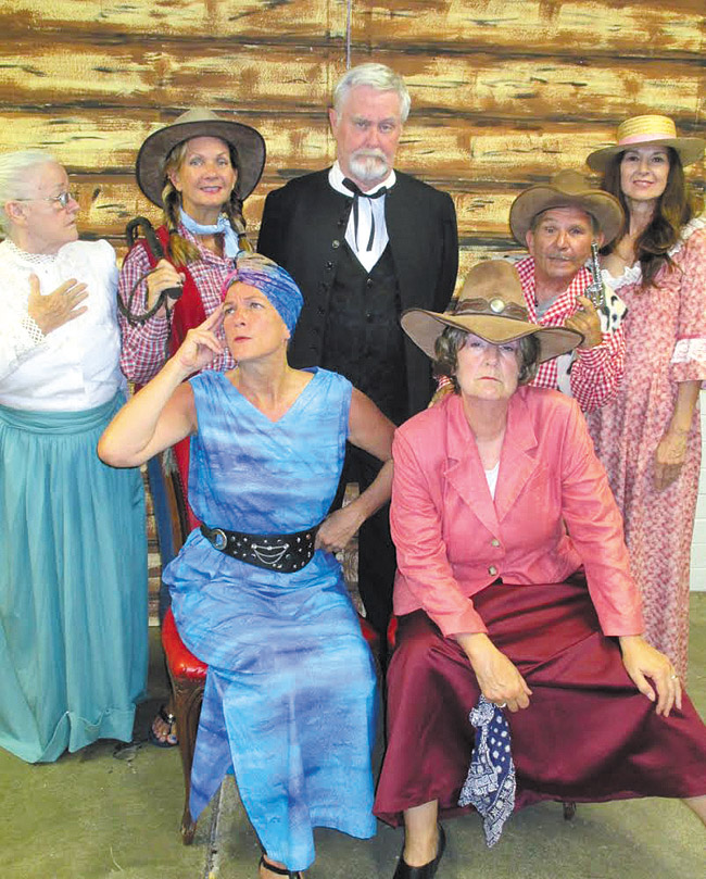 Lanikai Mortgage Players' fall melodrama, 'Possessed in the West, or The Gunslinger Wore Dainty Lace Gloves,' is loaded with colorful characters from the community, including (front, from left) Carol Nichols, Barbara Coriell, (back) Diane Craven, Courtney Nichols, Mark Stitham, Lew Lappert and Edie Feldman. See for yourself Nov. 7-16 at Shreve Theater. Photo from Roger Tansley.