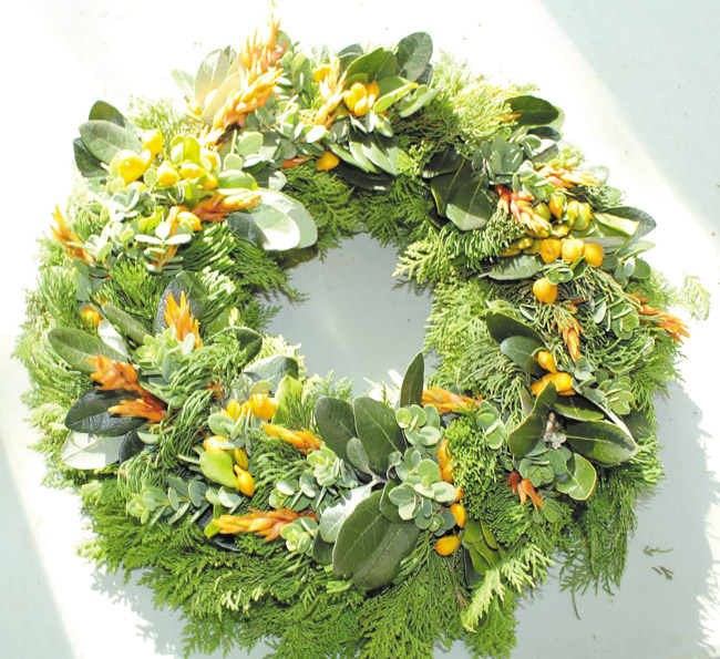 Festive wreaths can be the perfect decoration this Christmas. Photo from Halawa Xeriscape Garden.