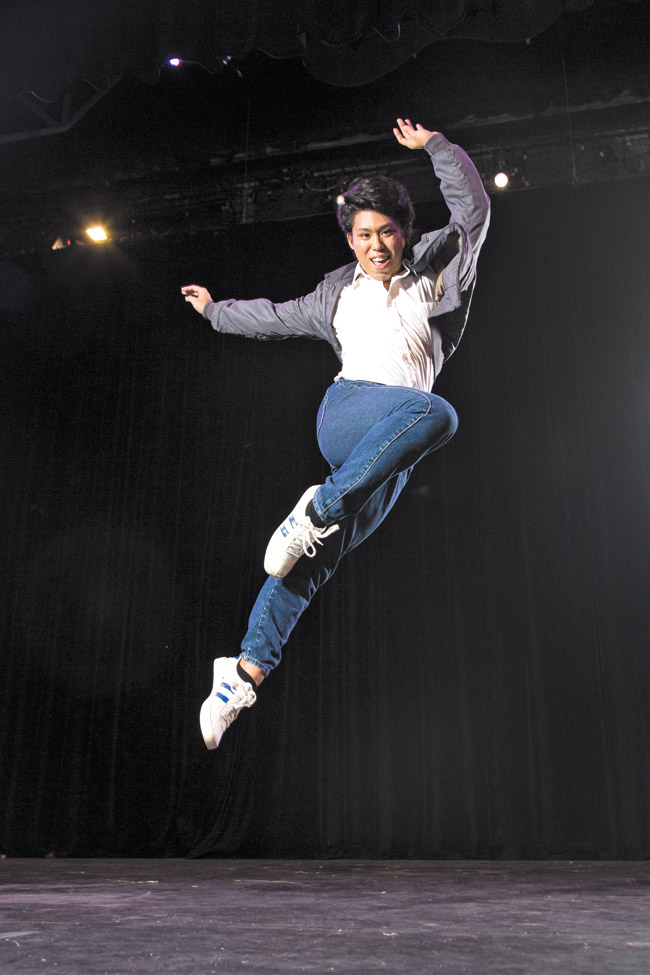 Castle High School student Jacob Yamaguchi makes some ‘illegal dance moves' as Ren in CPAC's musical ‘Footloose,' opening March 20 at Ron Bright Theatre. Photo by Aaron Rideout.