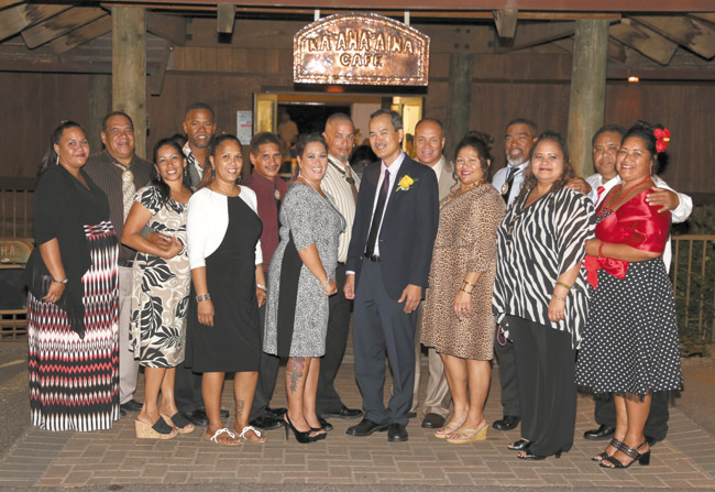 Attending the Dress For Success gala dinner in March were Nani and Andrew Kaawa, Monica and Paul Kahawai, Verrina and Troy Sacapanio, Jennifer Calkins, Keoki Johnson, Curtis Tsuzaki, Pamela and James Beauford, Katherine and Mark Nahoi, and Marie and Kazu Kalani PHOTO BY KALEO DONAHUE