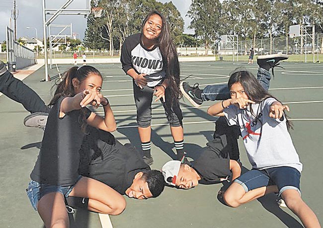 West Oahu students (from left) Chrysta-Lynn Rasa, Jerrilyn Nerya, Josiah Locquiao, Brayden Bustamante-Kahale and Kamalanimalie Manner make up Illumatrx, which will compete in the Spotlight Dance Cup regionals May 23 at Kaimuki High School. PHOTO FROM LEILANI RASA.