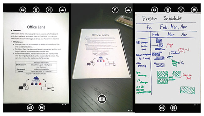 The updated Office Lens app is designed as an add-on to complement Microsoft’s OneNote and OneDrive. PHOTO COURTESY MICROSOFT