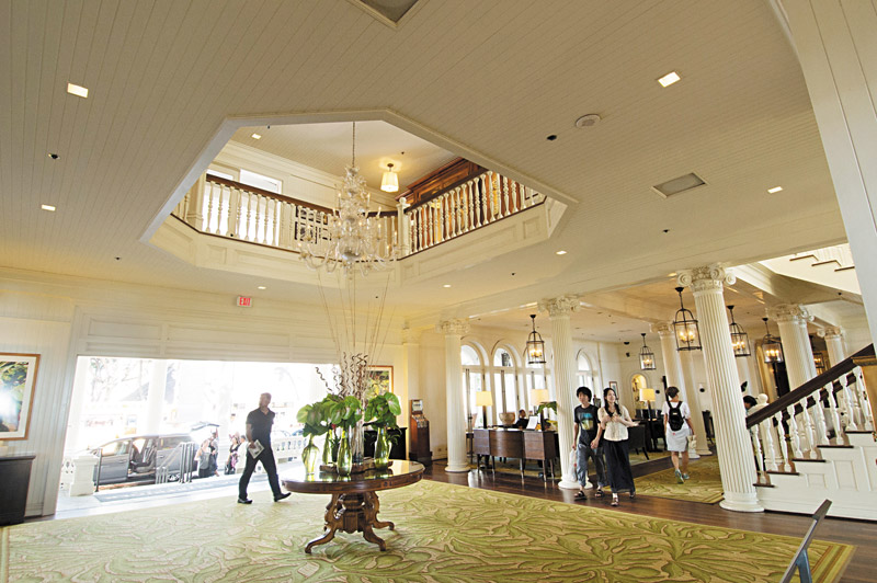 The spacious lobby harkens to a more gracious time