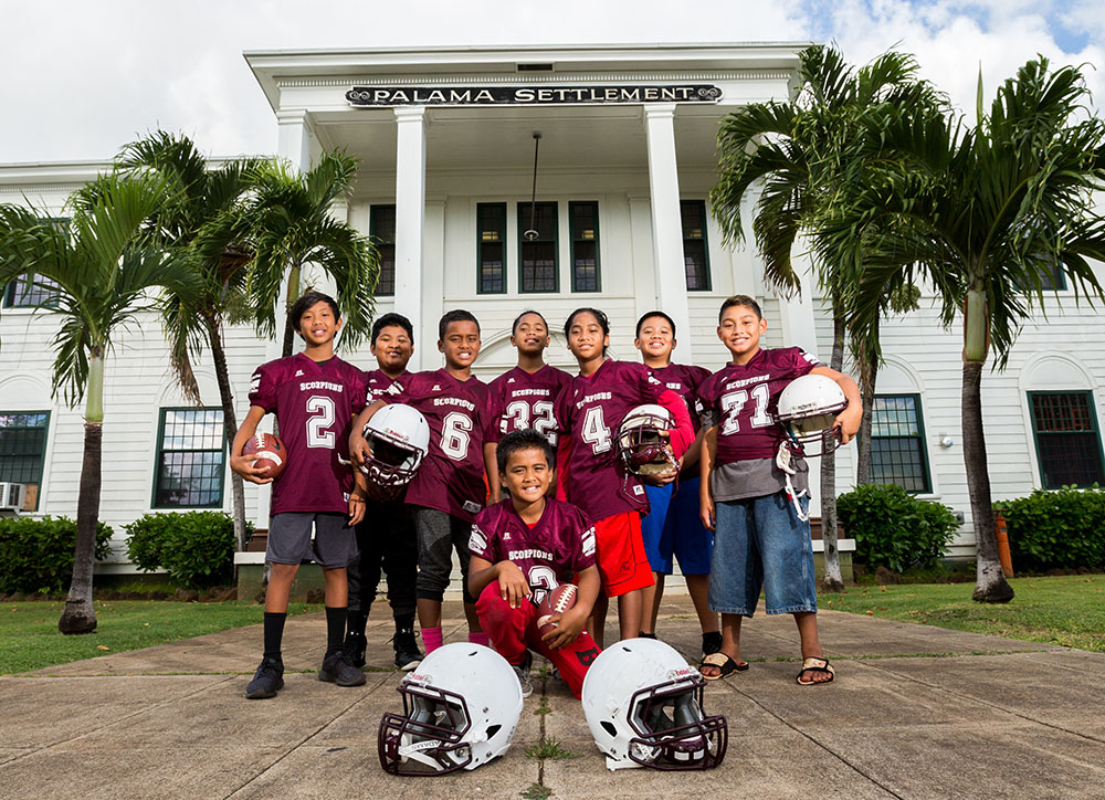 (from left) Kein Kahele, Ethan Ramos, J-Joe Joseph, Ezekiel Kapahua, Joychy Joseph, Vanden Tomas, Kal-el Bareng and Elijah Moses