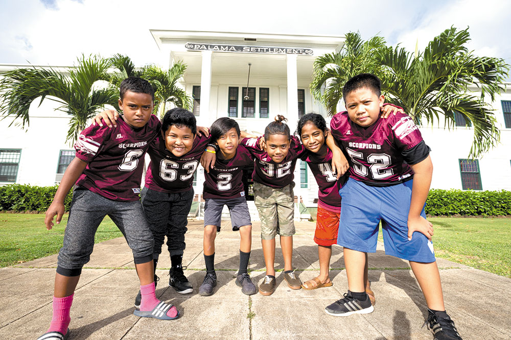 (from left): J-Joe Joseph, Ethan Ramos, Kein Kahele, Ezekiel Kapahua, Vanden Tomas and Kal-el Bareng